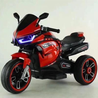 白い子供用電動モーターサイクルの三輪車 彩色の光と380*2モーター