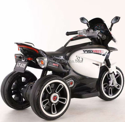 白い子供用電動モーターサイクルの三輪車 彩色の光と380*2モーター