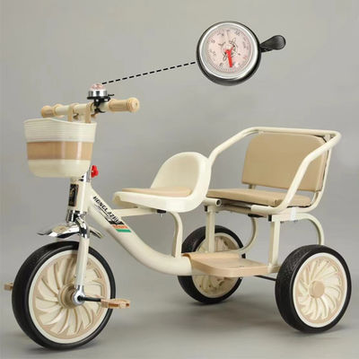 2023 柔らかい革シートと折りたたむフロントショッピングフレームの子供用三輪三輪車