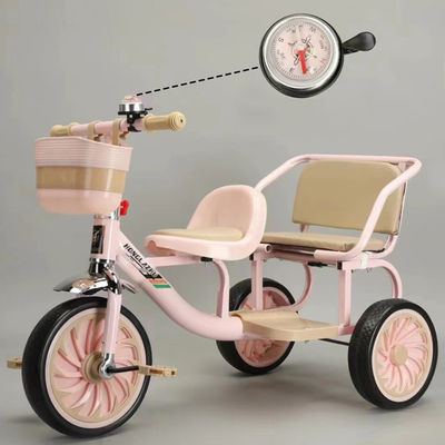 2023 柔らかい革シートと折りたたむフロントショッピングフレームの子供用三輪三輪車