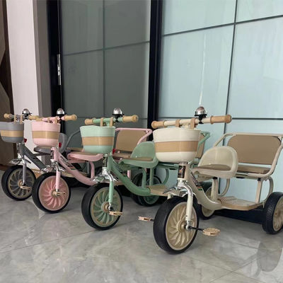 2023 柔らかい革シートと折りたたむフロントショッピングフレームの子供用三輪三輪車