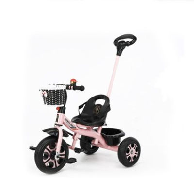 2〜4歳 子供用三輪車 2対1 押す機能と織りバスケット